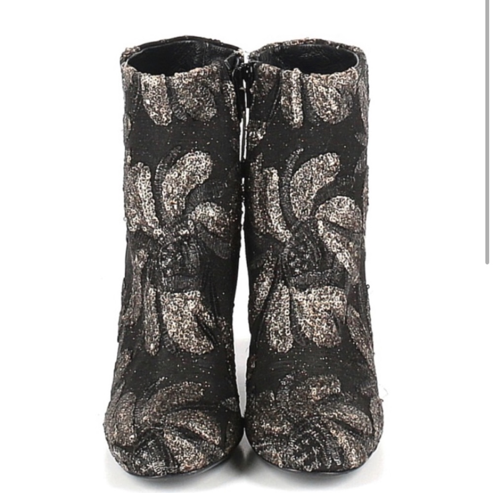 STRATEGIA Sequin Ankle Boots Floral EU 38 Black